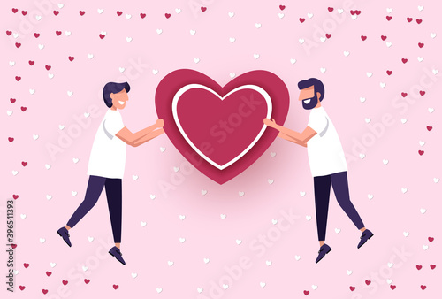 LGBT, gay. Love of two men, valentine's day