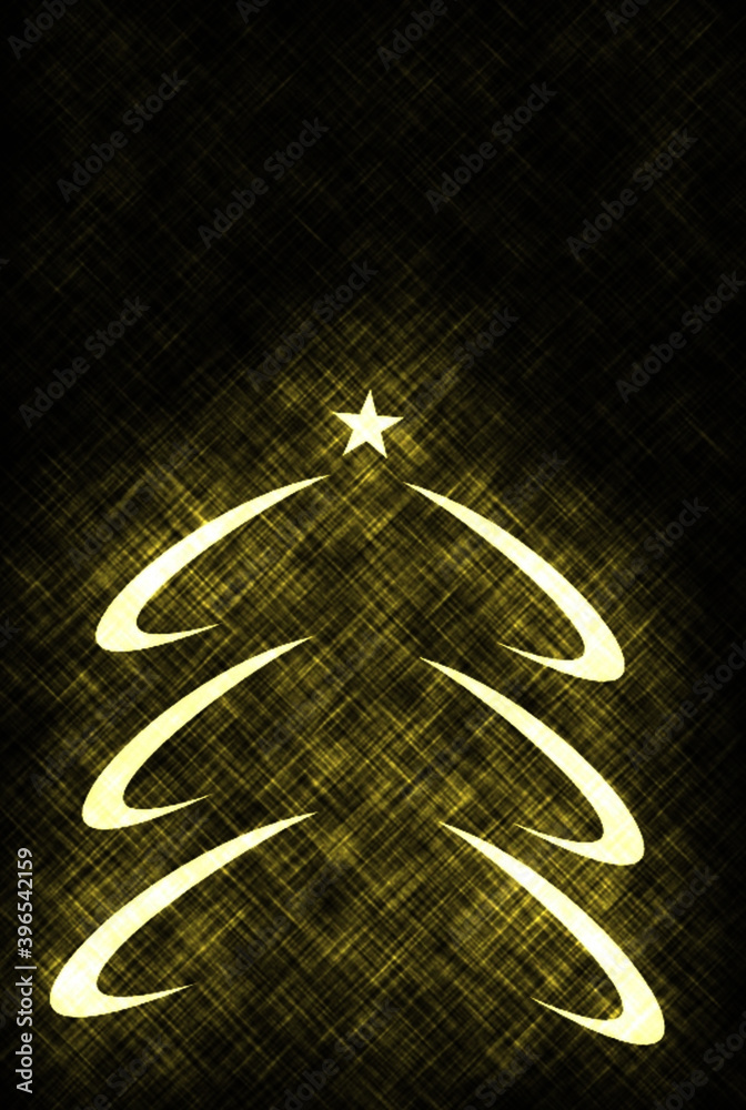 christmas tree made of snowflakes. golden tree on black background christmas tree made of snowflakes. golden tree on black background