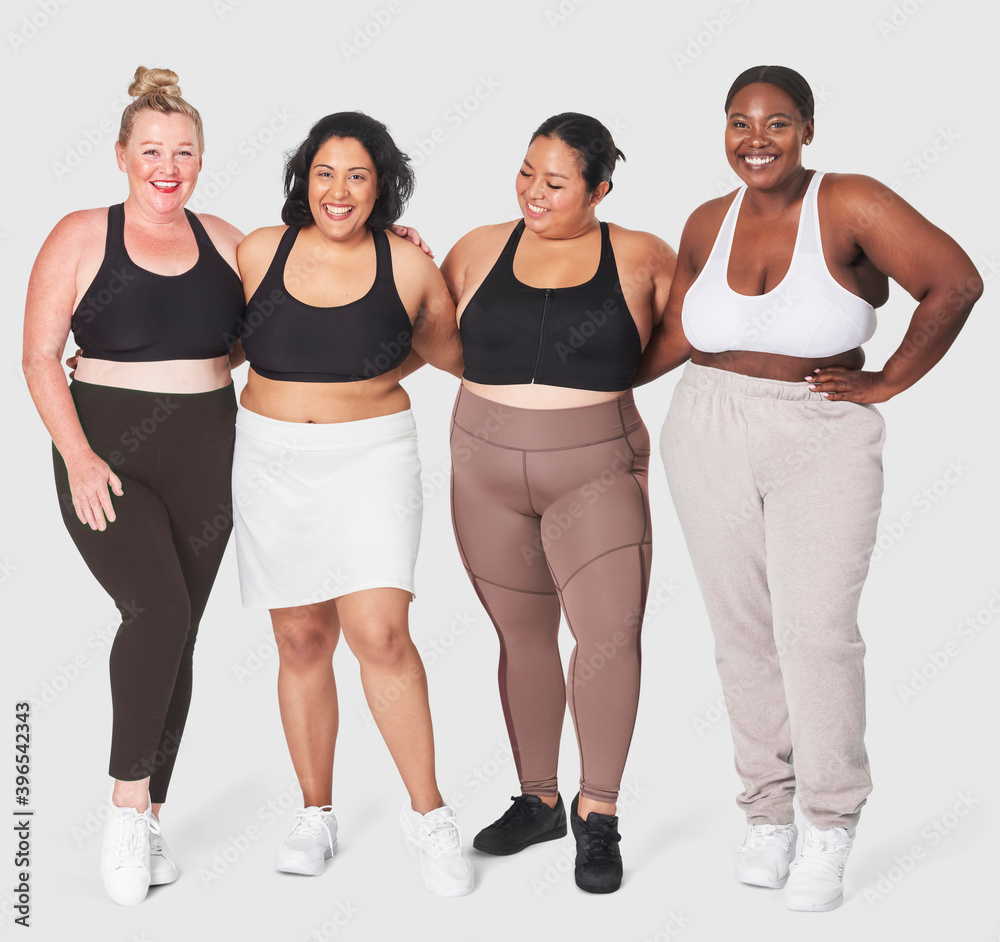 Body positivity diverse curvy women sportswear Stock Photo | Adobe Stock