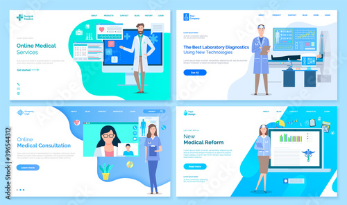 Medical websites, online medical services, best laboratory diagnostics, using new technologies, online consultation, medical reform, landing page, collection of sites, talking with doctor in internet
