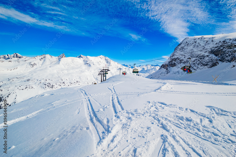 Cable car in ski resort Ski Arlberg 