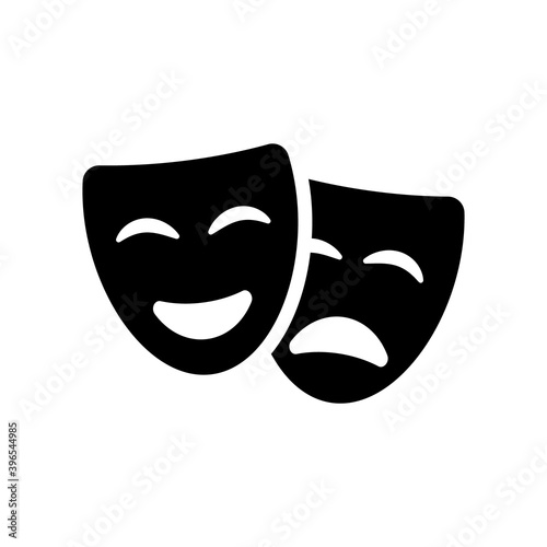 Theatre mask icon silhouette. Theatre drama comedy vector icon, actor acting logo
