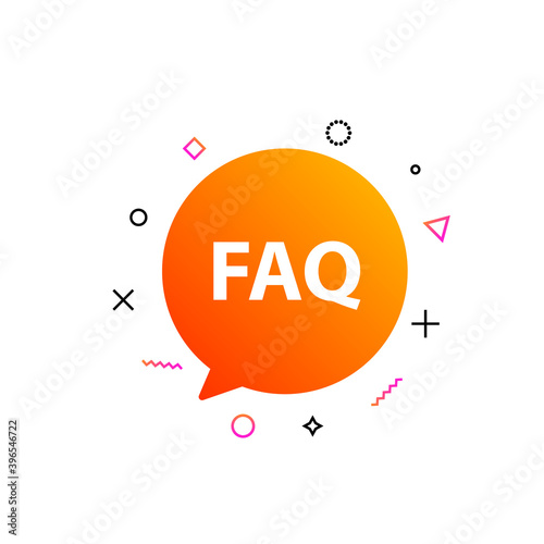 Faq help flat design icon. Query frequently question speech vector information symbol