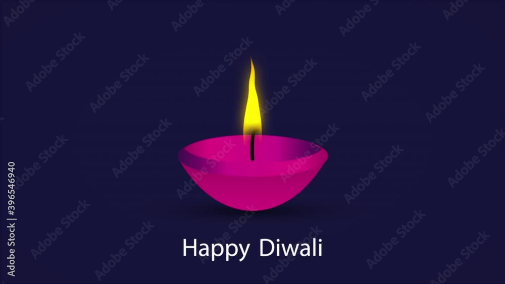 Burning diya on shubh Deepawali, art video illustration.