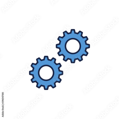 Two Gears vector concept blue modern icon or symbol