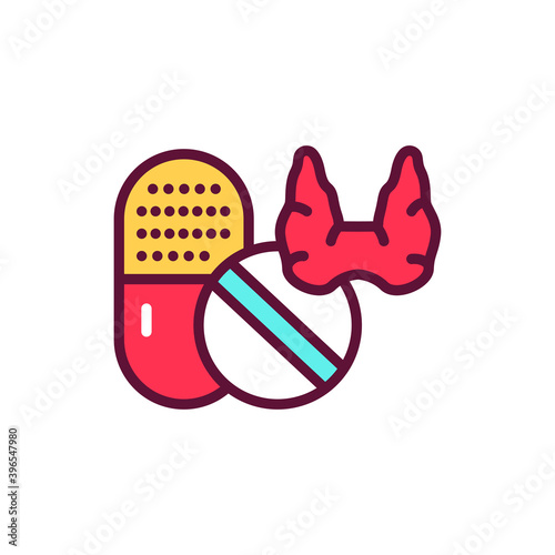 Thyroid treatment line icon. Isolated vector element.