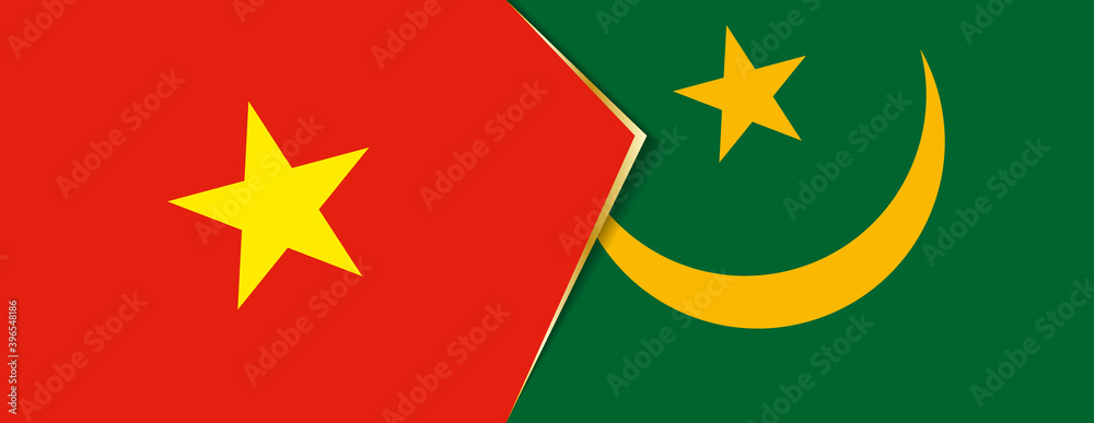 Vietnam and Mauritania flags, two vector flags. Vietnam and Mauritania flags, two vector flags.