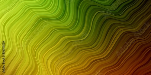 Light Green, Yellow vector background with bent lines.