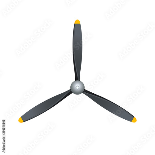 Plane blade propeller, vector airplane wood engine logo icon. Aircraft propeller fan