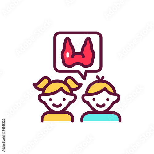 Pediatric endocrinology line icon. Isolated vector element.