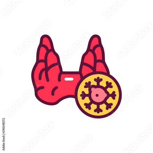 Thyroid cancer doctor color line icon. Isolated vector element.