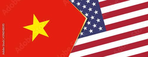 Vietnam and United States flags, two vector flags.