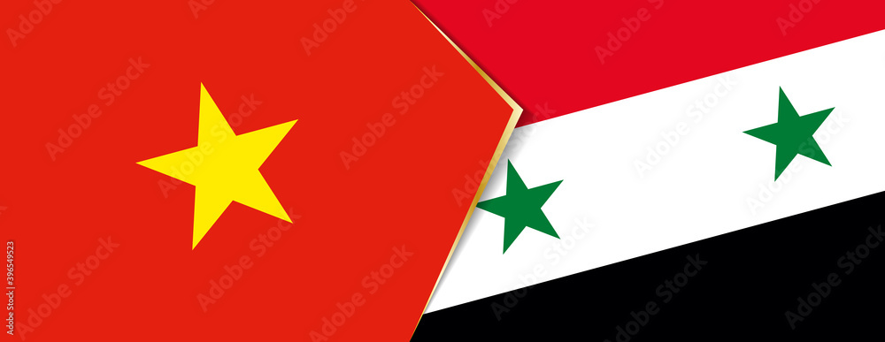 Vietnam and Syria flags, two vector flags. Vietnam and Syria flags, two vector flags.