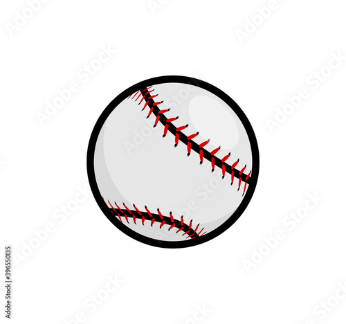 Baseball stitches softball vector icon. Baseball ball icon simple flat sign