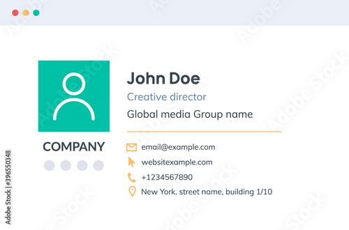 Email signature template design. Corporate mail business email signature vector banner
