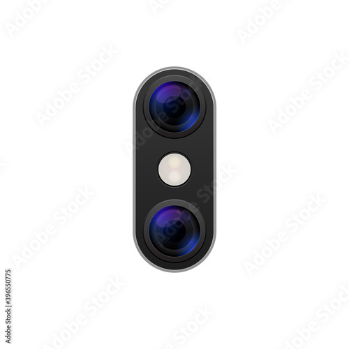 Camera phone lens mobile 3d vector icon. Smart phone camera lense back concept
