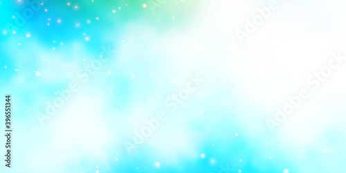 Light Blue  Green vector background with colorful stars.