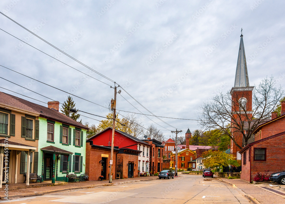Historical Galena Town view at Autumn in Illinois of USA
