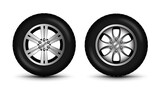 Car wheel tire 4x4 side view. Car tractor tyre vector isolated illustration