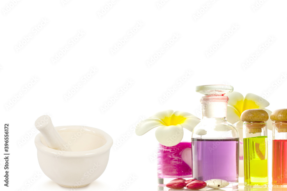 bottles with natural aroma oil isolate on white background. bottles with natural aroma oil isolate on white background.