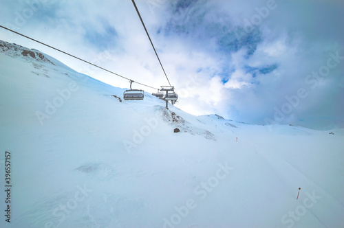 Cable car in ski resort Ski Arlberg 