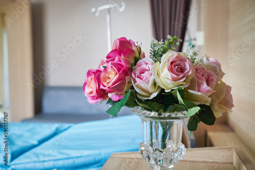 A bouquet of flower in hospital bedroom for patient freshly feeling