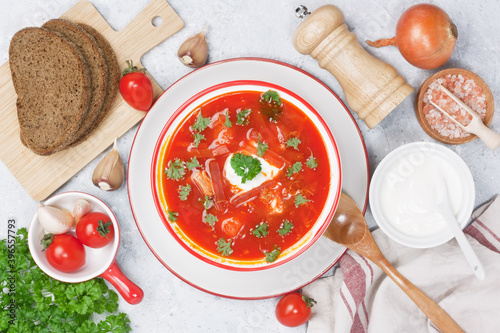 Beetroot tomato soup borscht