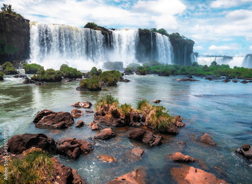 waterfall on the river iguazu falls 
