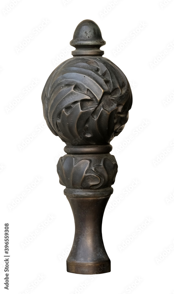 Bronze decorative element with floral pattern isolated on white background. Design element with clipping path Bronze decorative element with floral pattern isolated on white background. Design element with clipping path