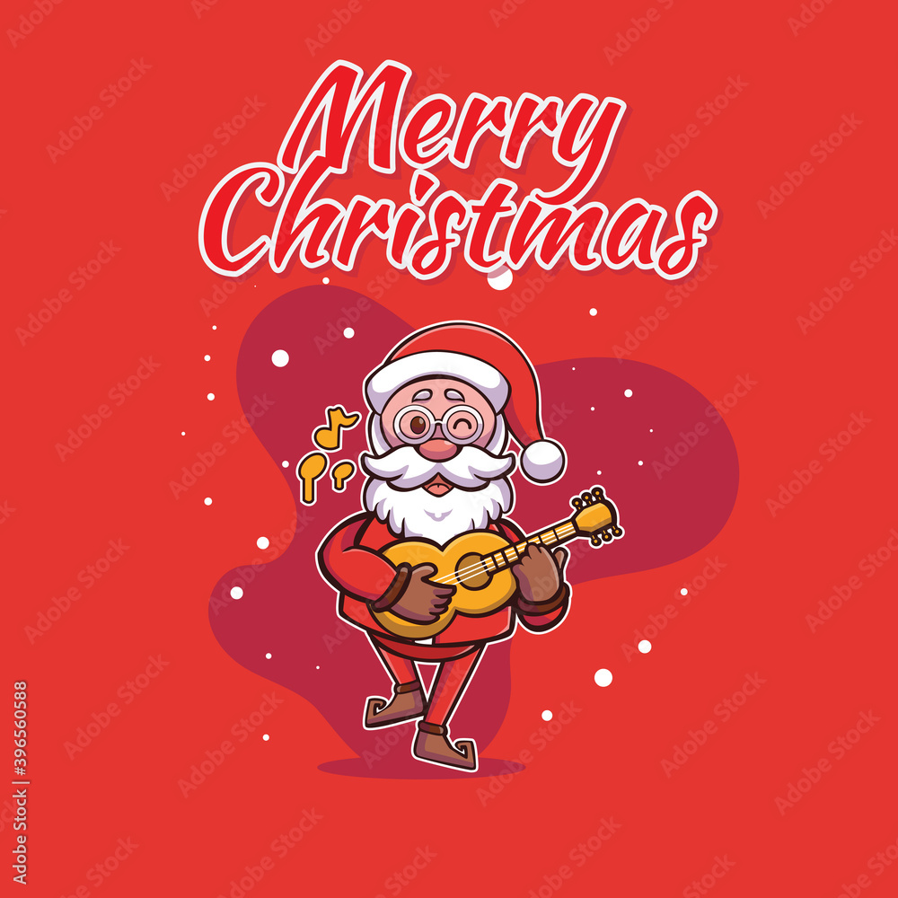 cartoon character of santa claus playing guitar cartoon character of santa claus playing guitar