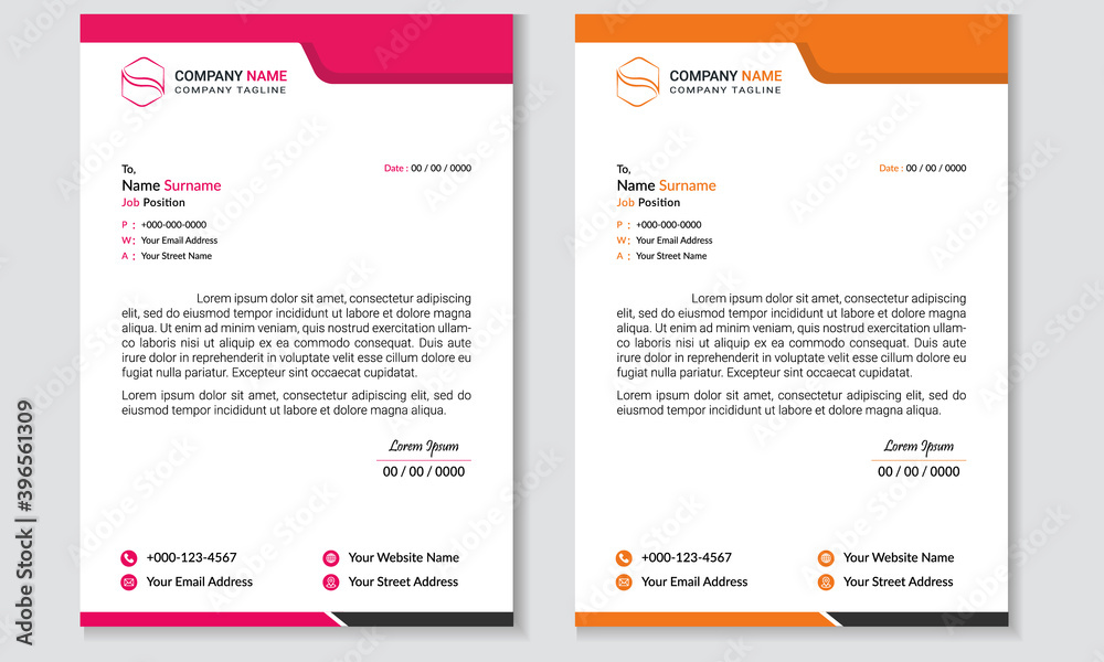 Clean and elegant corporate business letterhead template design in A4 size for stationery design Clean and elegant corporate business letterhead template design in A4 size for stationery design