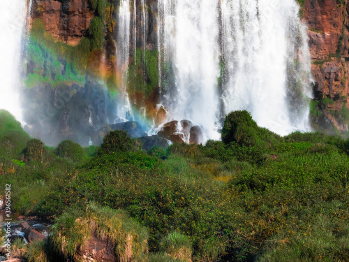 waterfall and rainbow iguazu falls 