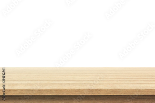 wooden table top on white background