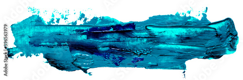 Hand drawn isolated oil paintbrush long rectangular stripe template with deep dirty turquoise color esp 10 vector illustration for your text atop.