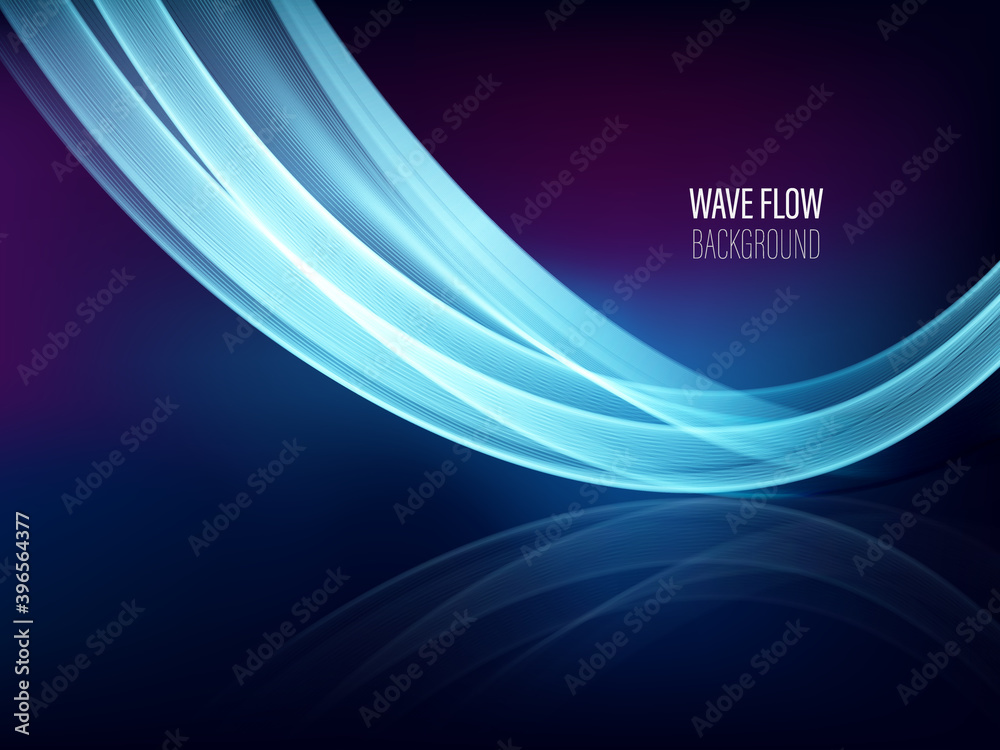 Vector illustration of blue abstract background with blurred magic neon ...