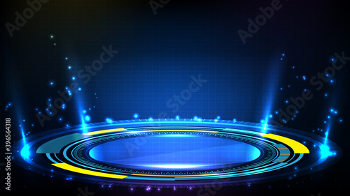 abstract background of blue futuristic technology hud display interface