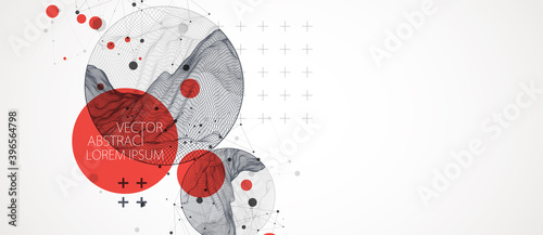 Modern science or technology elements. Trendy abstract background. Cyberspace surface illustration. Vector.