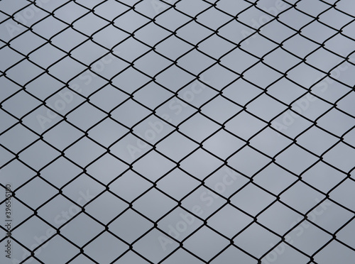 Black iron chain link isolated sky background.