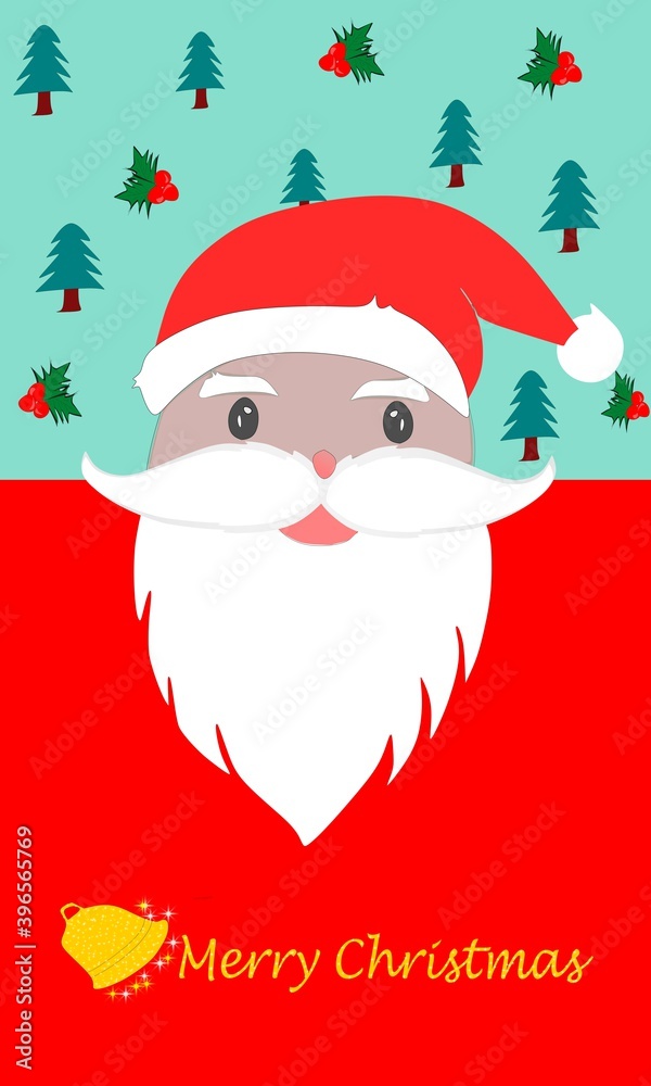 Santa claus face vector drawing against black background Stock