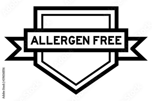 Vintage black color pentagon label banner with word allergen free on white background