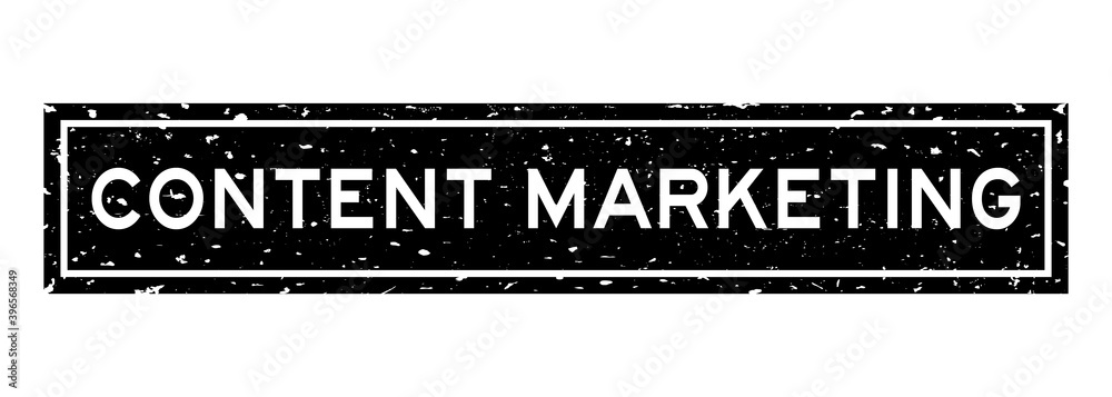 Grunge black content marketing word square rubber seal stamp on white background