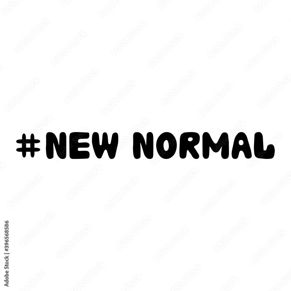 New normal, handwritten lettering isolated on white.