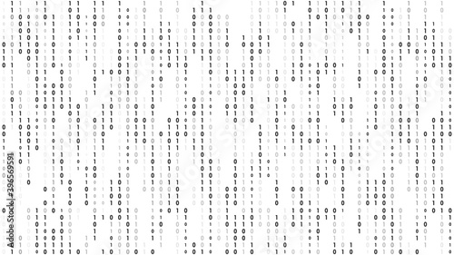 Matrix background. Stream of binary code. Falling numbers on dark backdrop. Digital computer code. Coding and hacking. Vector illustration.