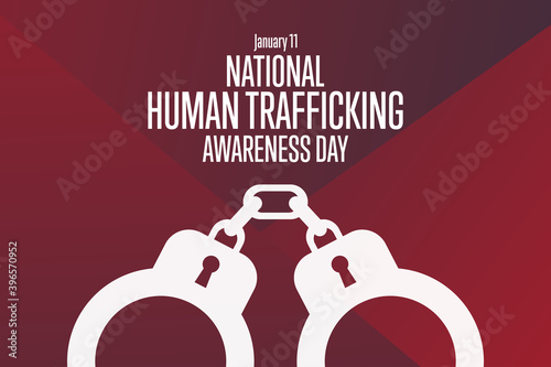National Human Trafficking Awareness Day. January 11. Holiday concept. Template for background, banner, card, poster with text inscription. Vector EPS10 illustration.