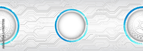 Wide Abstract modern futuristic, technology background. Hi tech digital communication. Circuit board technology background. Electronic motherboard.