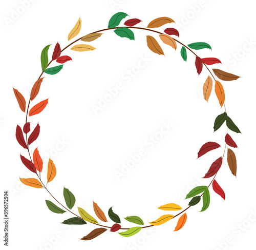 Abstract circle made from colorful autumn season leaves