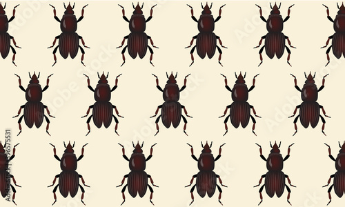 Abstract pattern of May beetles on beige background
