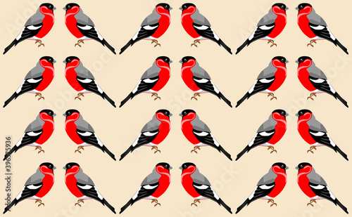 Wallpaper with red-bellied clark bird pattern. Winter birds theme