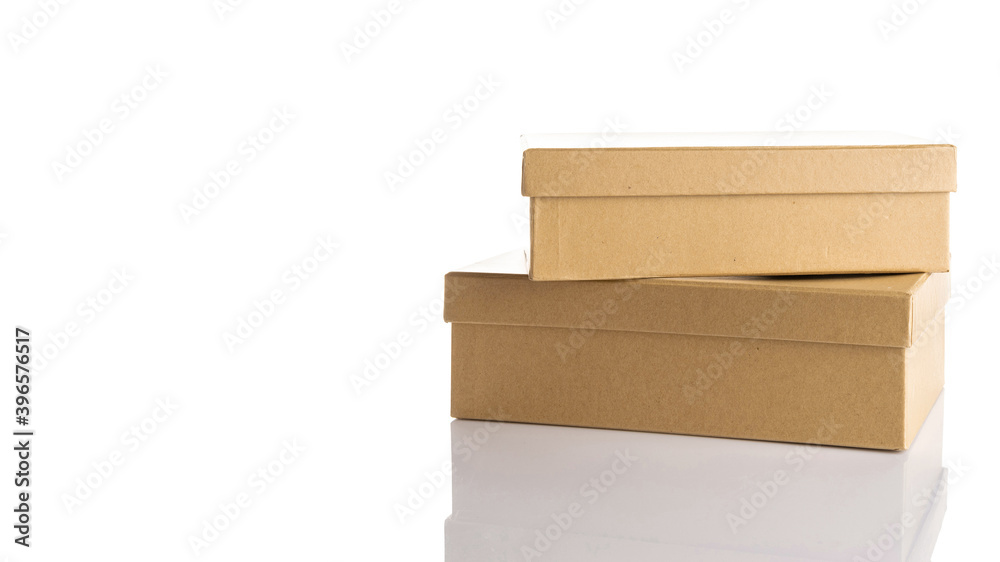 Brown box. Cardboard carton package for shipping delivery isolated on white background. Craft paper object with clipping path.