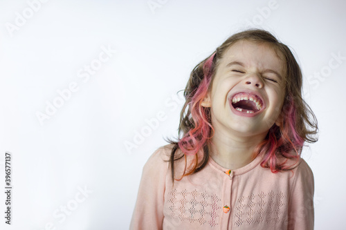 Adorable little kid girl la...